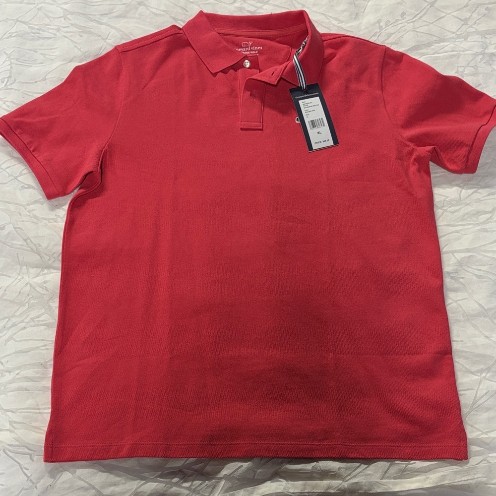 Vineyard Vines boys Pink/ Red Short Sleeve Polo, xl
